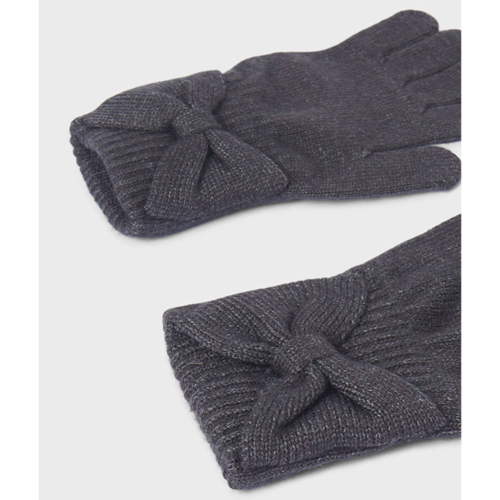 Titanium Grey Knit Bow Gloves