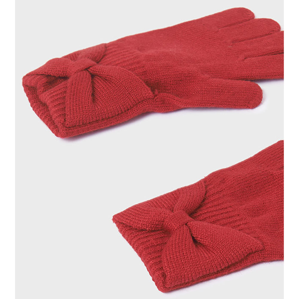 Red Knit Bow Gloves