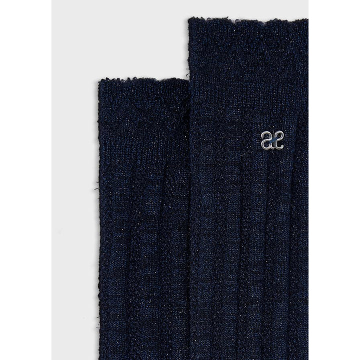 Navy Blue Lurex High Socks