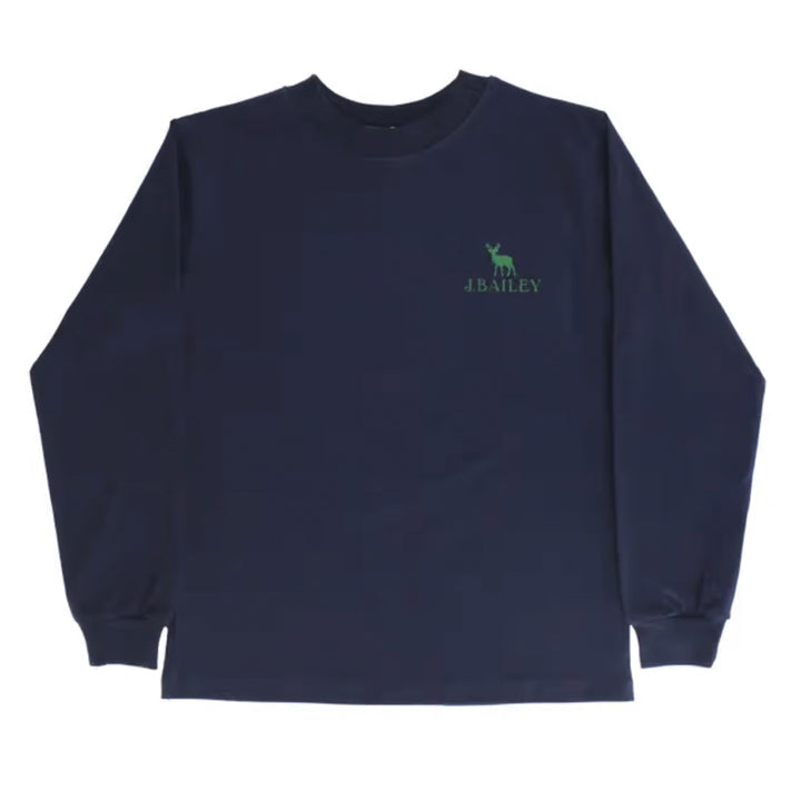 Navy Deer Long Sleeve Logo Tee