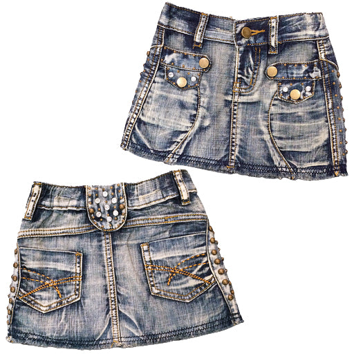 Denim Skirt with Rhinestones