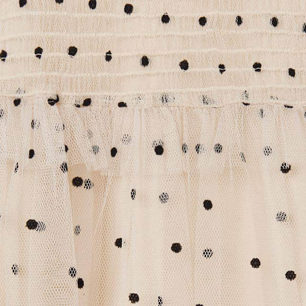 Cream Polka Dot Tulle Blouse