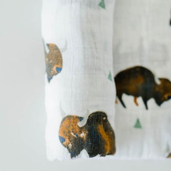 Cotton Muslin Swaddle Blanket - Bison