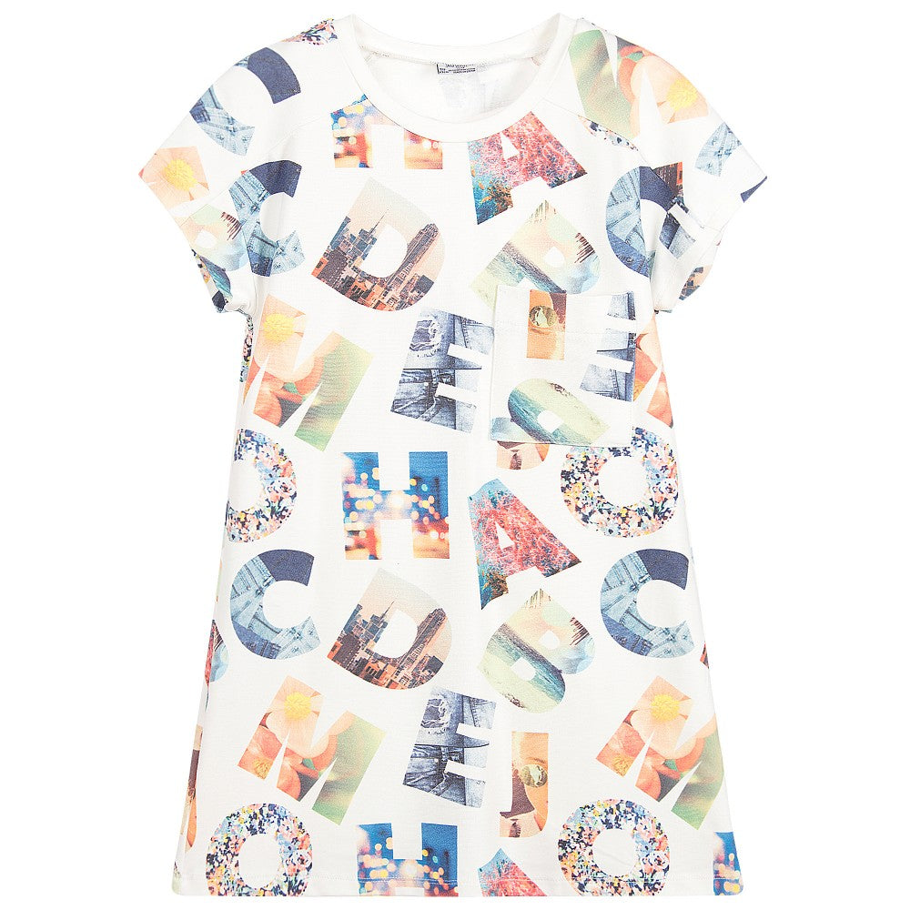 Alphabet Print Short Sleeve Dress