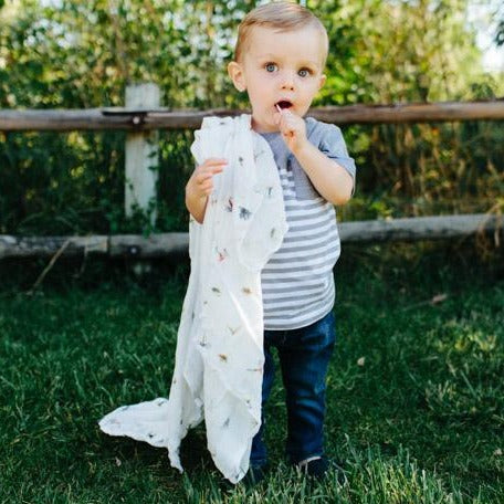 Deluxe Muslin Swaddle Blanket - Gone Fishing