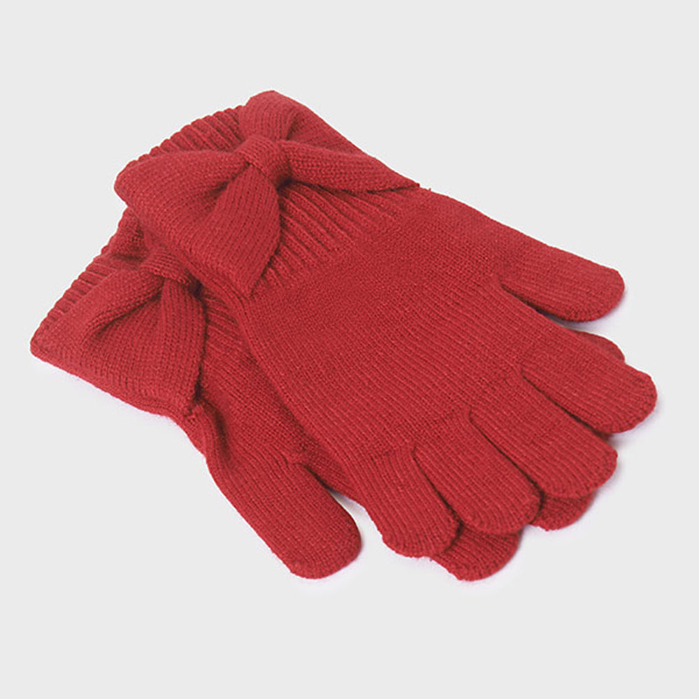 Red Knit Bow Gloves