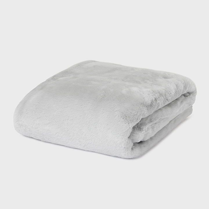 Fog Grey Faux Fur Blanket