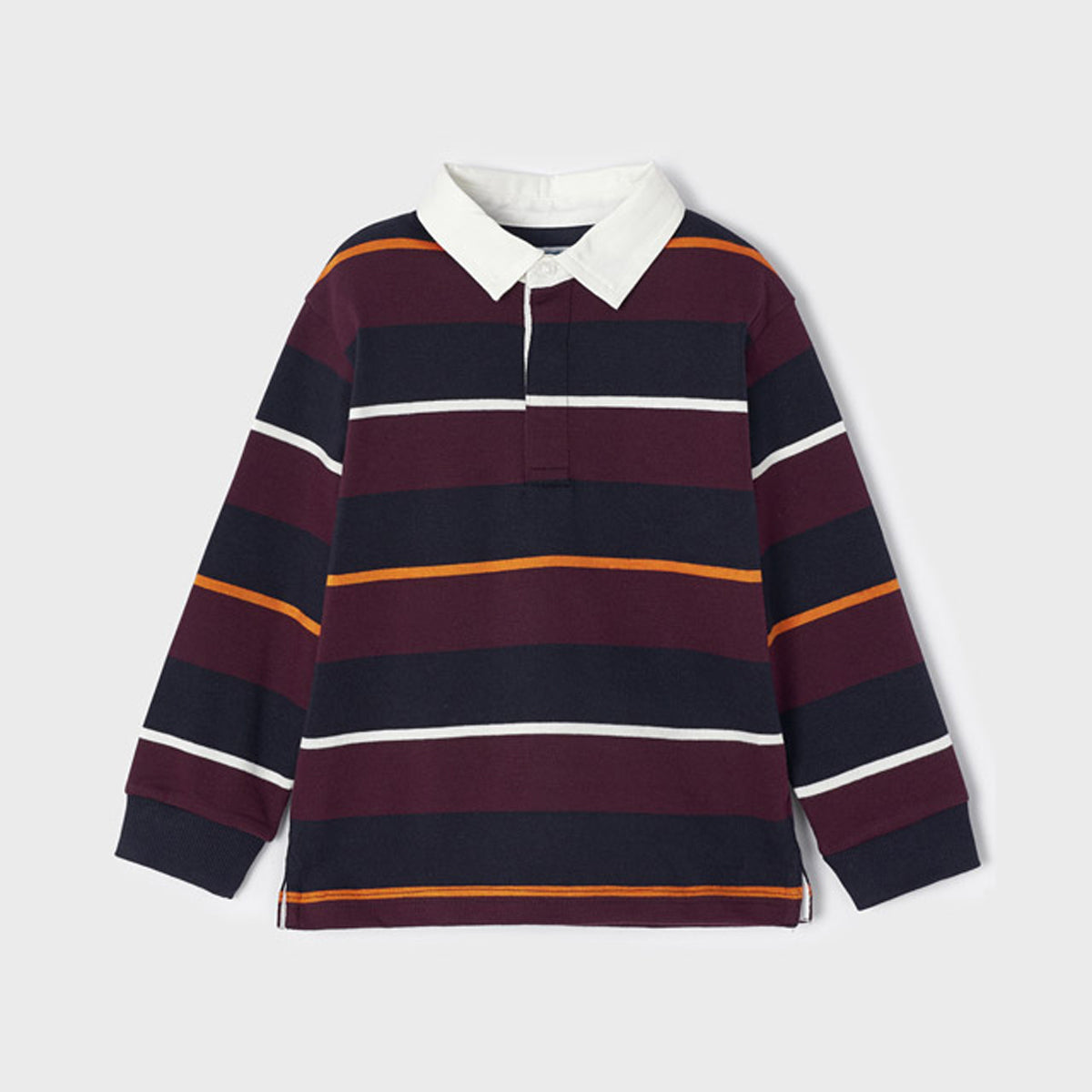 Plum Block Stripe Polo Long Sleeve