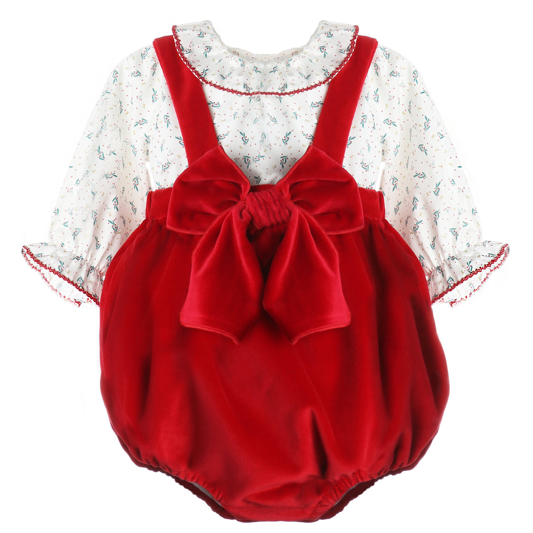 Red Mistletoe Velvet Suspender Set