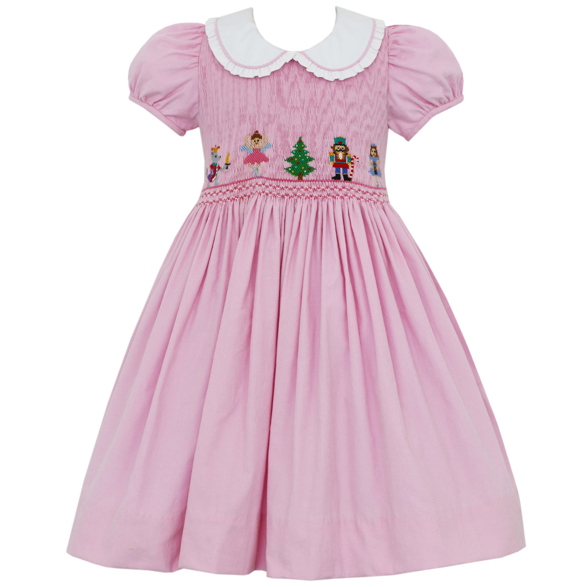 Nutcracker Pink Corduroy Short Sleeve Dress