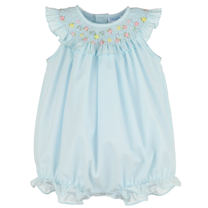 Blue In Bloom Smocked Bubble