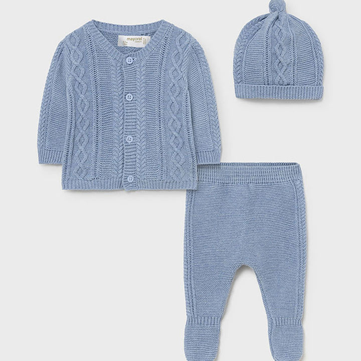 Light Blue Knit Layette Leg Warmer Set