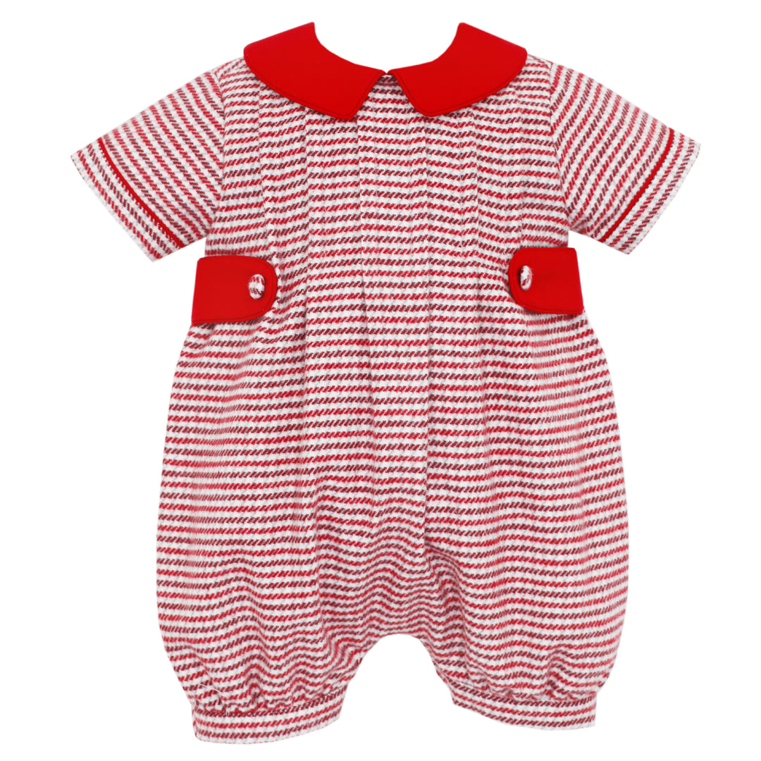 Charles Red Stripe Houndstooth Romper