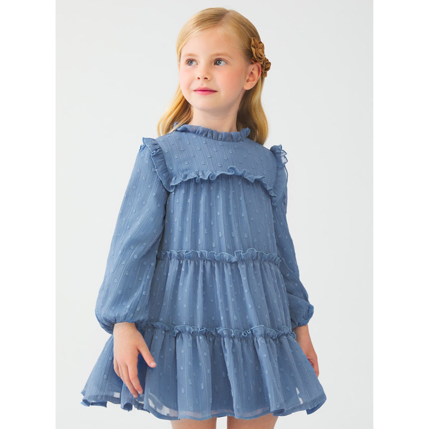 Blue Plumeti Chiffon Dress