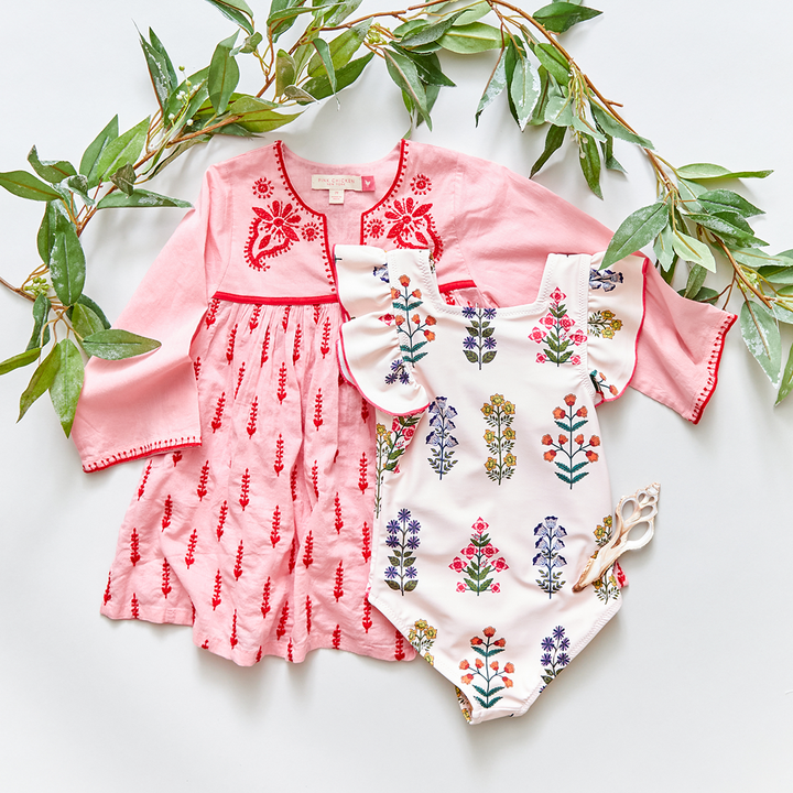 Strawberry Cream Field Floral Elsie Suit