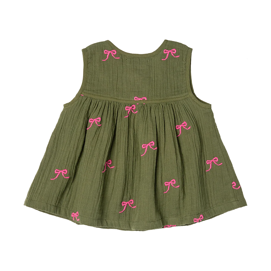 Olive Bows Girls Jade Top