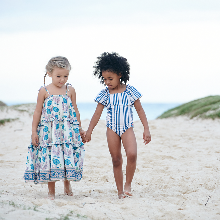 Antique White & Navy Column Stripe Lexi Suit