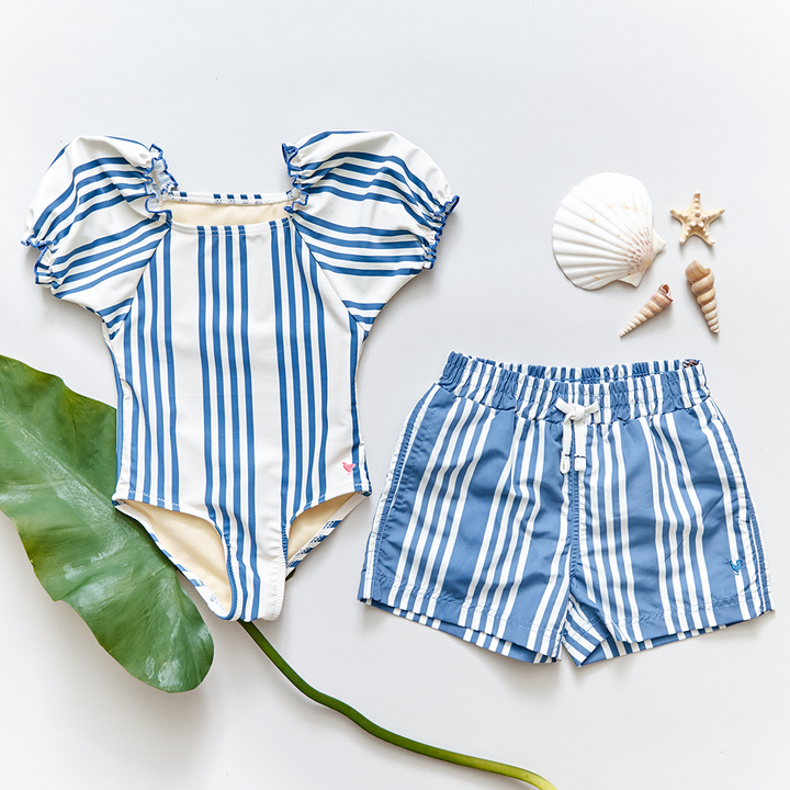 Antique White & Navy Column Stripe Lexi Suit