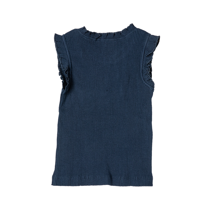 Navy Organic Ruffle Rib Tank