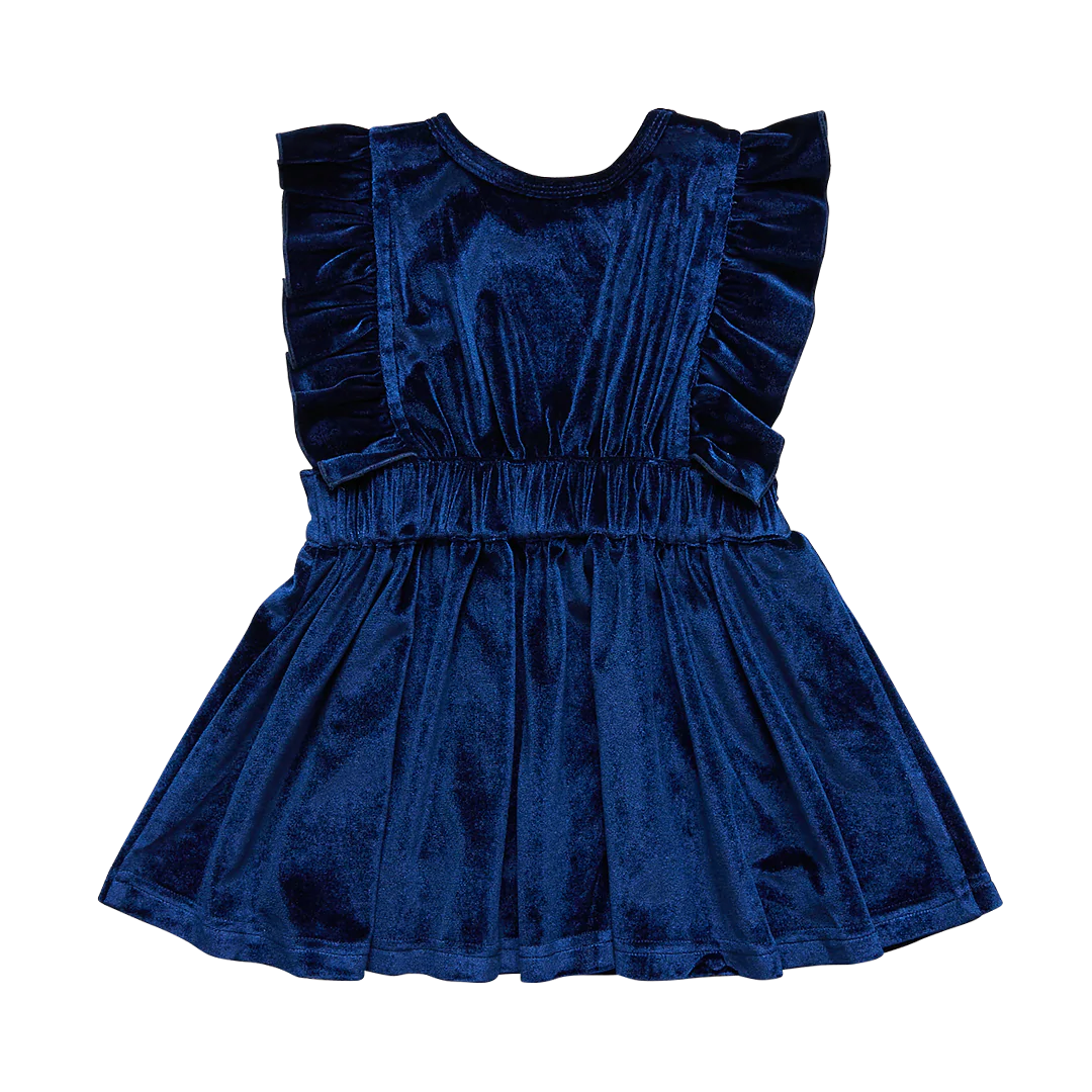 Navy Velour Camille Jumper Dress