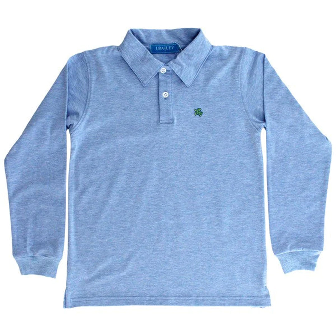 Heathered Blue Long Sleeve Harry Polo