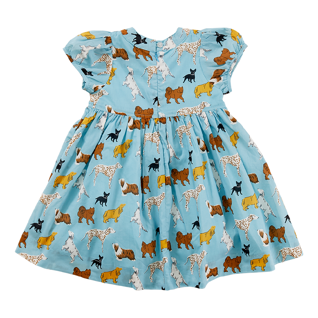 Milky Blue Dogs Margaret Dress