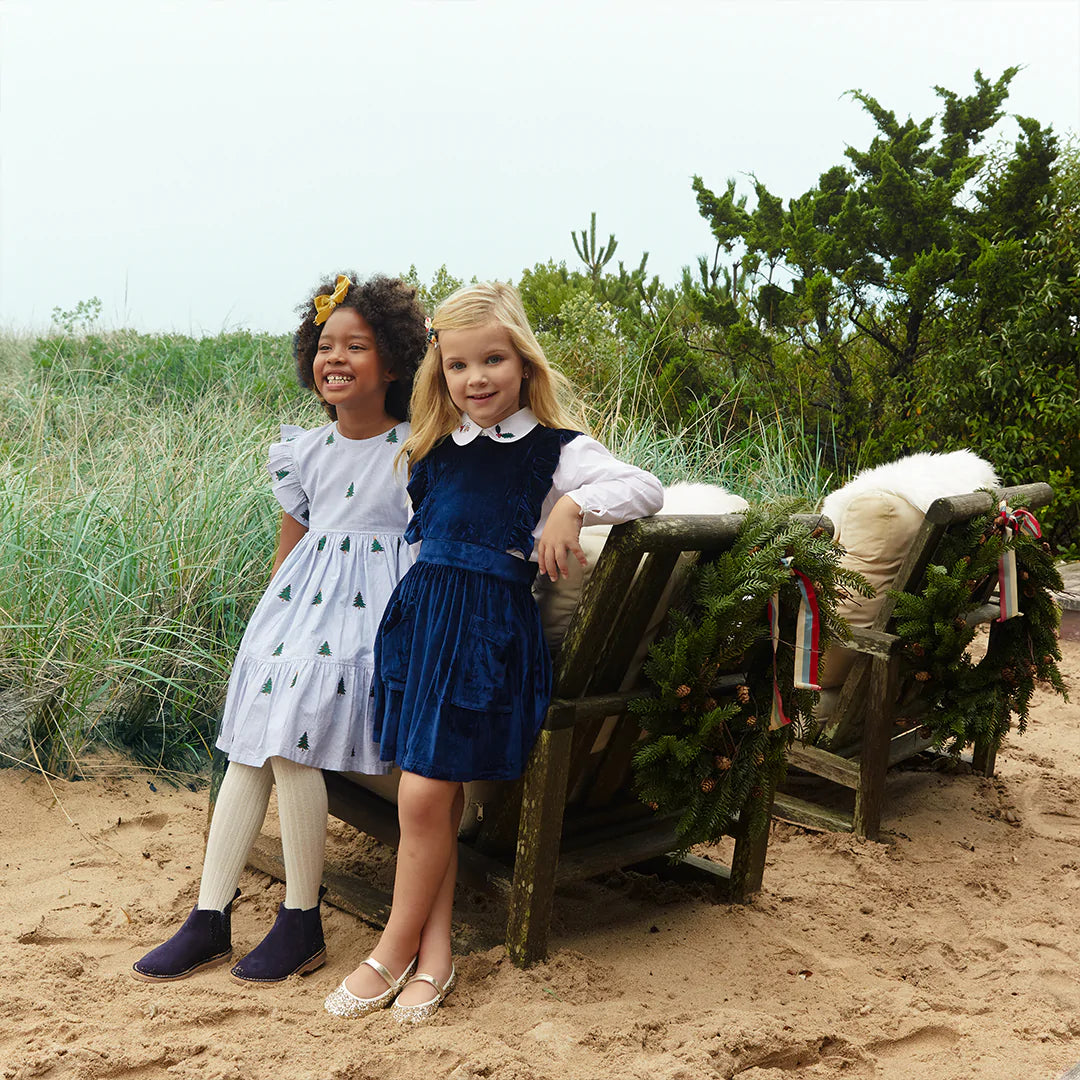 Navy Velour Camille Jumper Dress