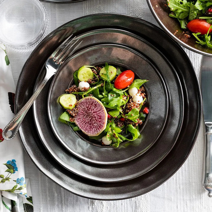 Pewter Stoneware Four-Piece Place Setting