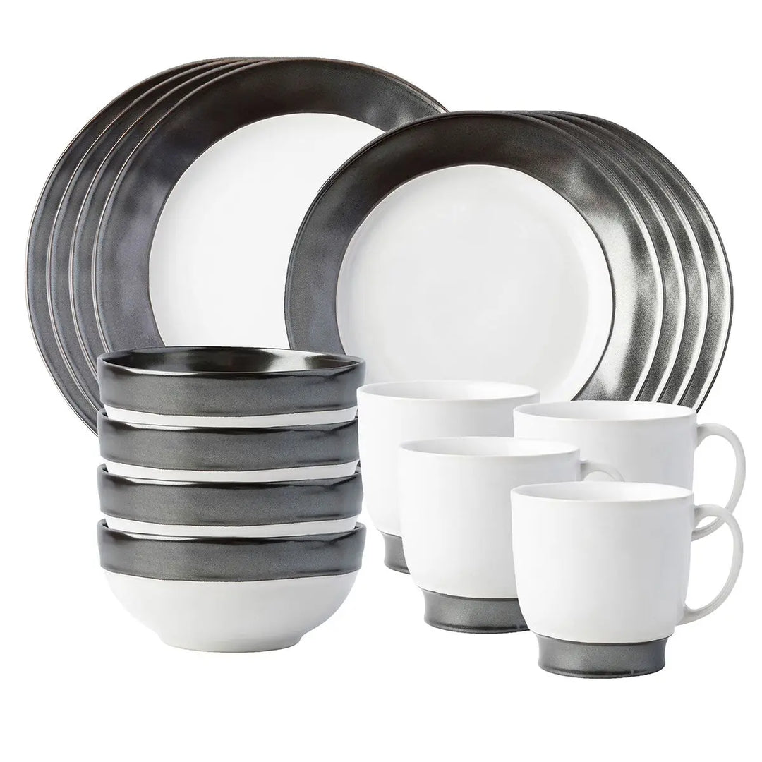 Emerson White/Pewter Sixteen-Piece Set