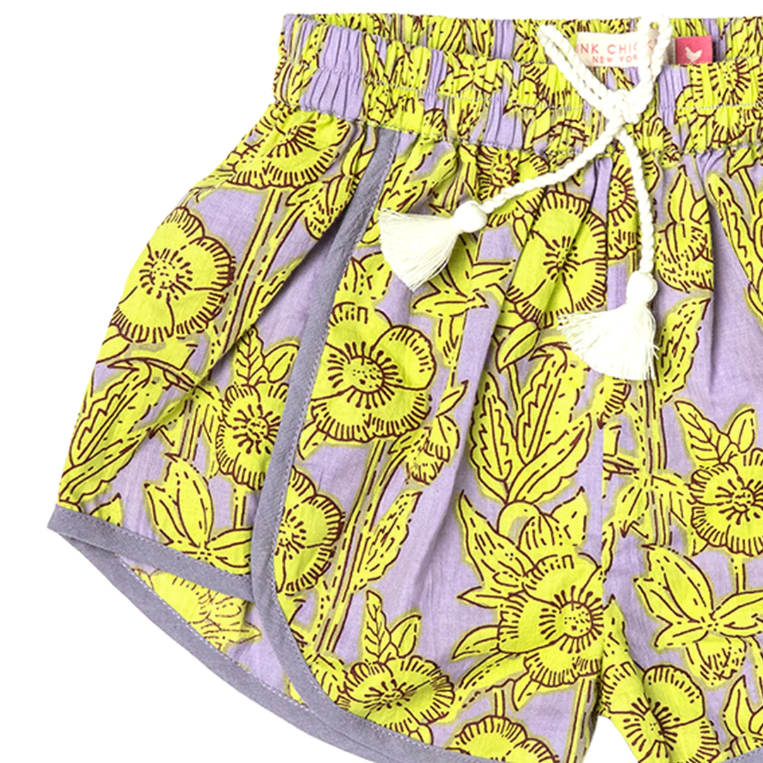 Lavender Stem Floral Girls Millie Short