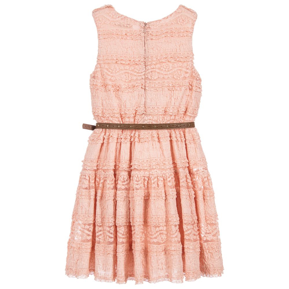 Blush Lace Dress with Belt