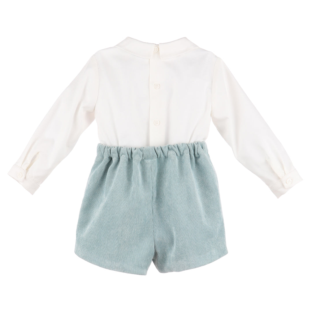 Mint Green & White Long Sleeve Corduroy Set