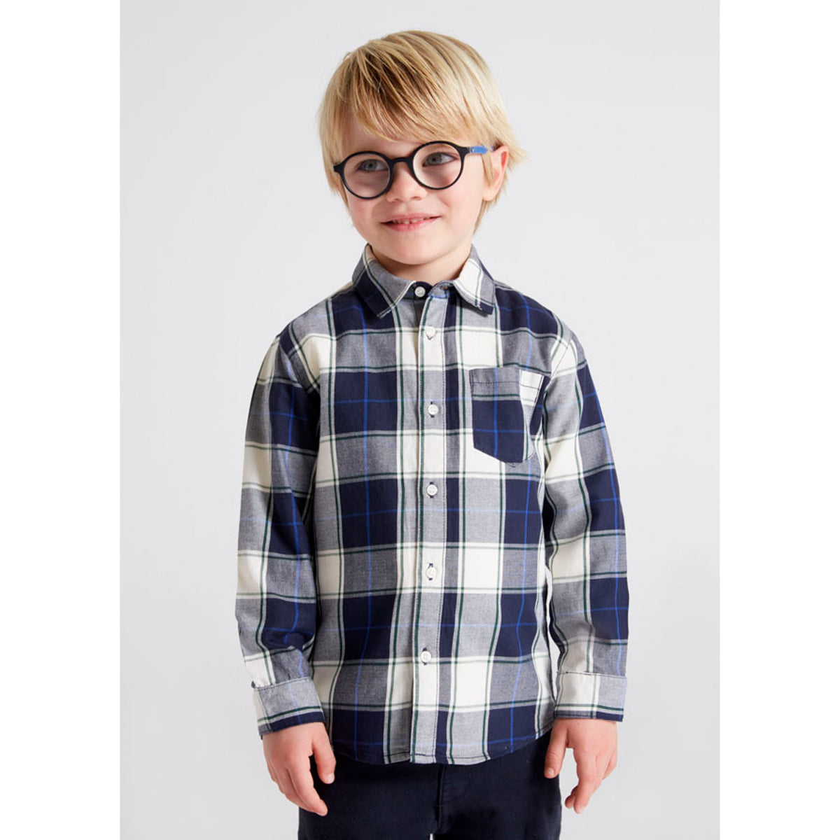 Ecofriends Navy Long Sleeve Plaid Shirt