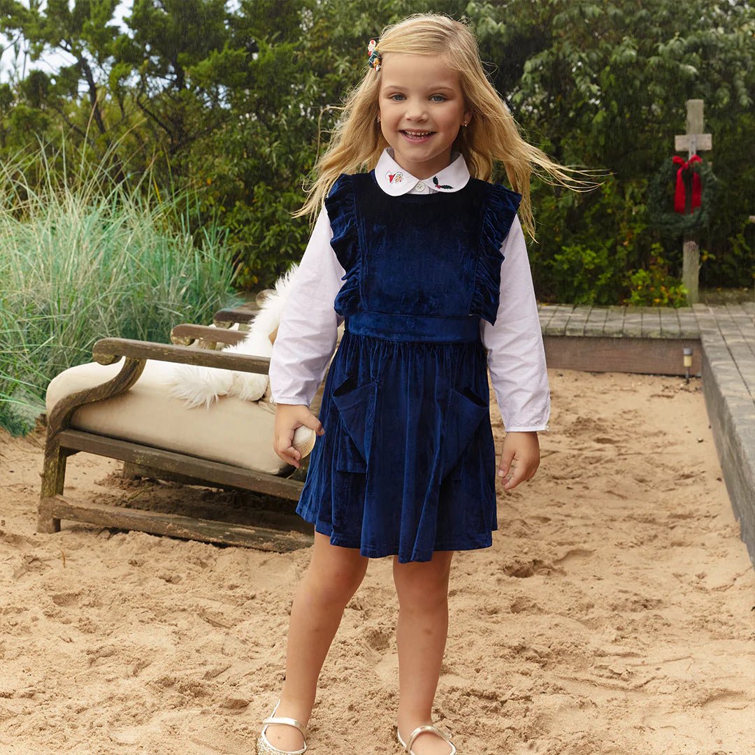 Navy Velour Camille Jumper Dress