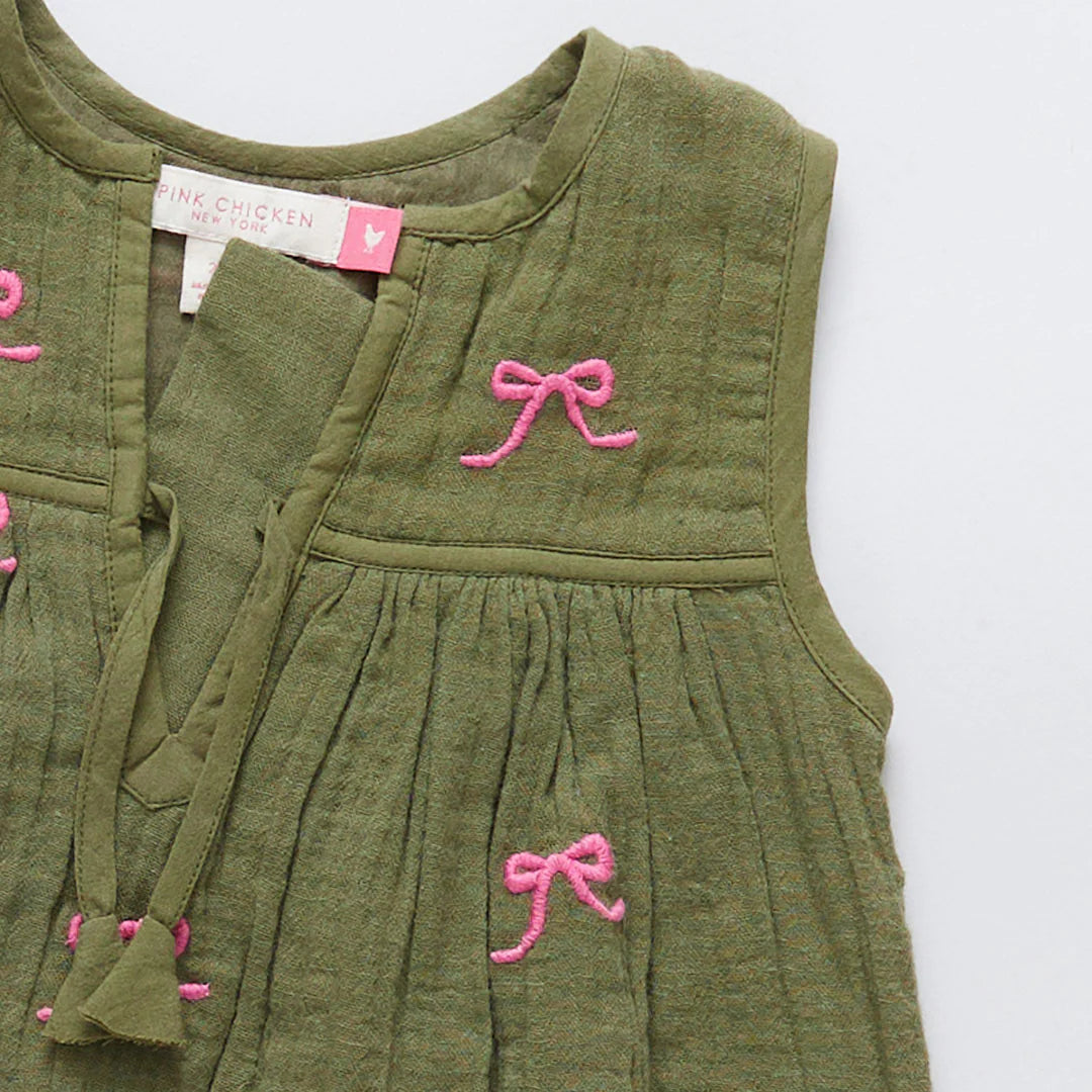 Olive Bows Girls Jade Top