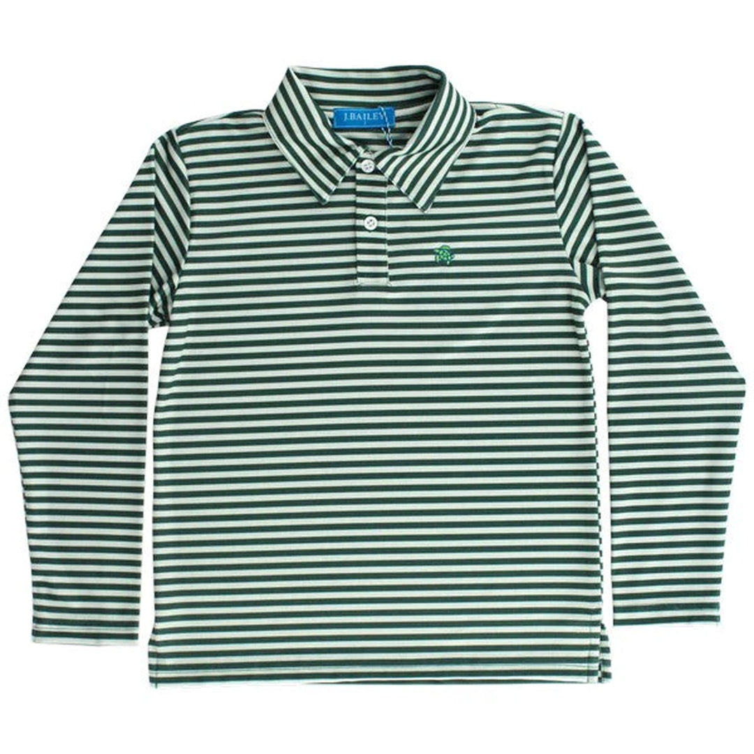 Pine & Sage Stripe Long Sleeve Harry Performance Polo