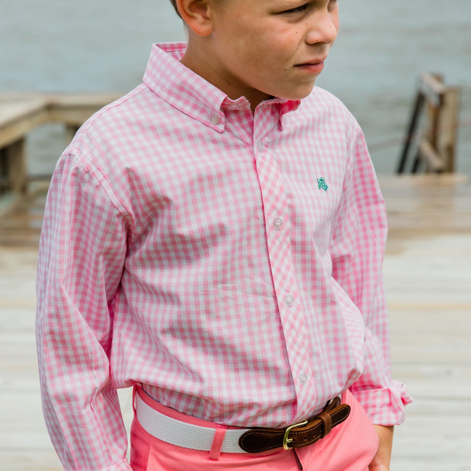 Pink Gingham Button Down Shirt