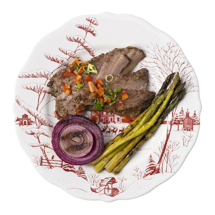 Country Estate Winter Frolic Ruby Dinner Plate Christmas Eve 