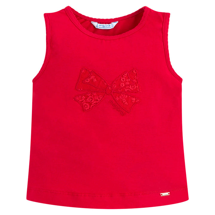 Red Bow Embroidered Tank Top