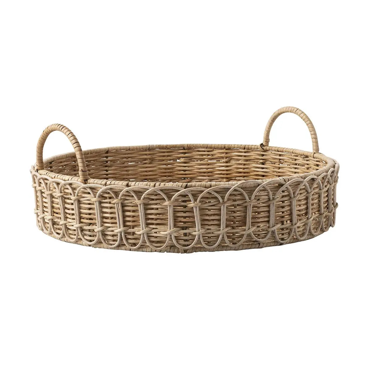 Provence Rattan Whitewash Circle Tray