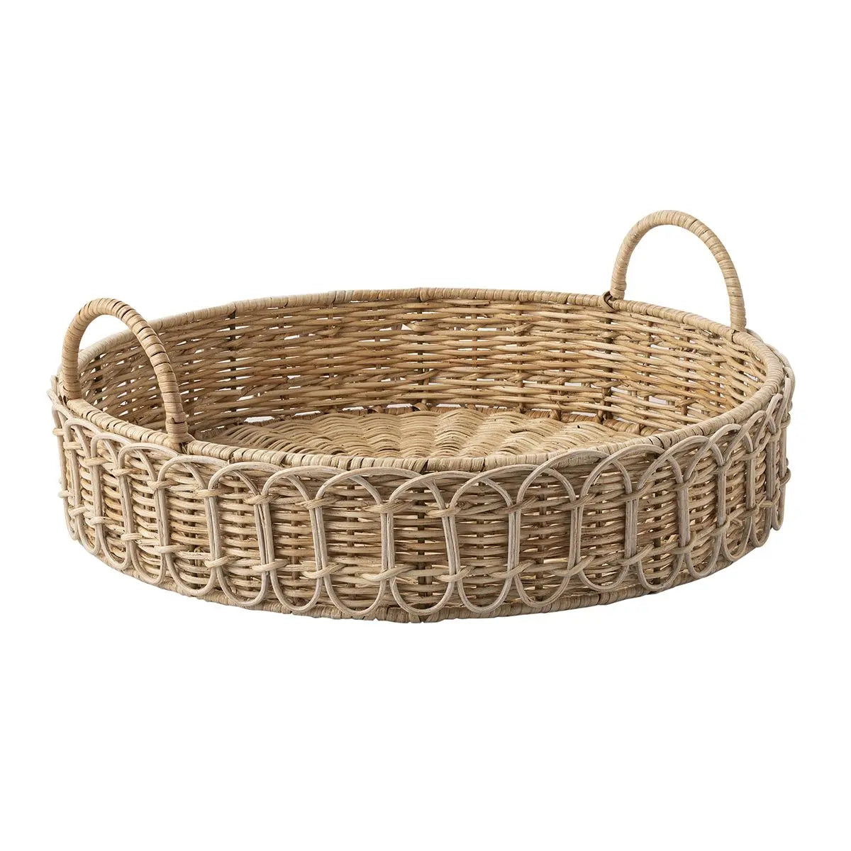 Provence Rattan Whitewash Circle Tray