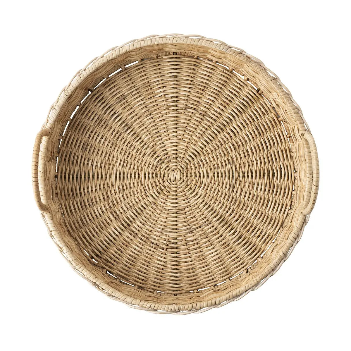 Provence Rattan Whitewash Circle Tray