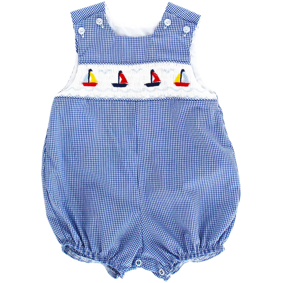 Smocked Sailboats Short Infant Bubble