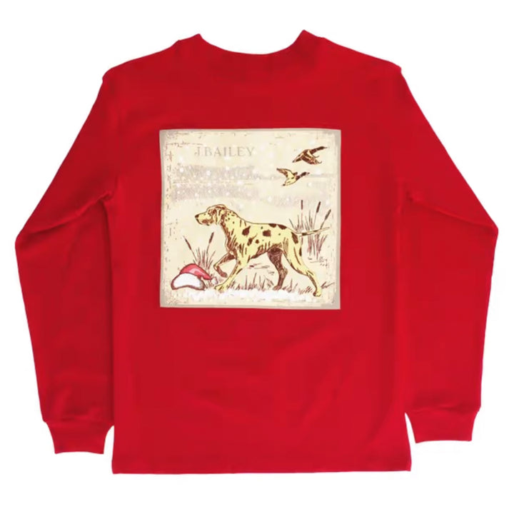 Red Santa Dog Long Sleeve Logo Tee