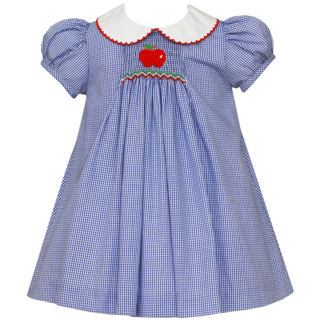 Apple Smocked Blue Check Float Dress