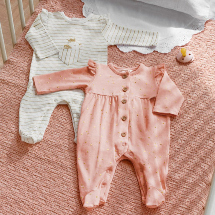 Pink & Ivory Long Knit Rompers - Set of 2