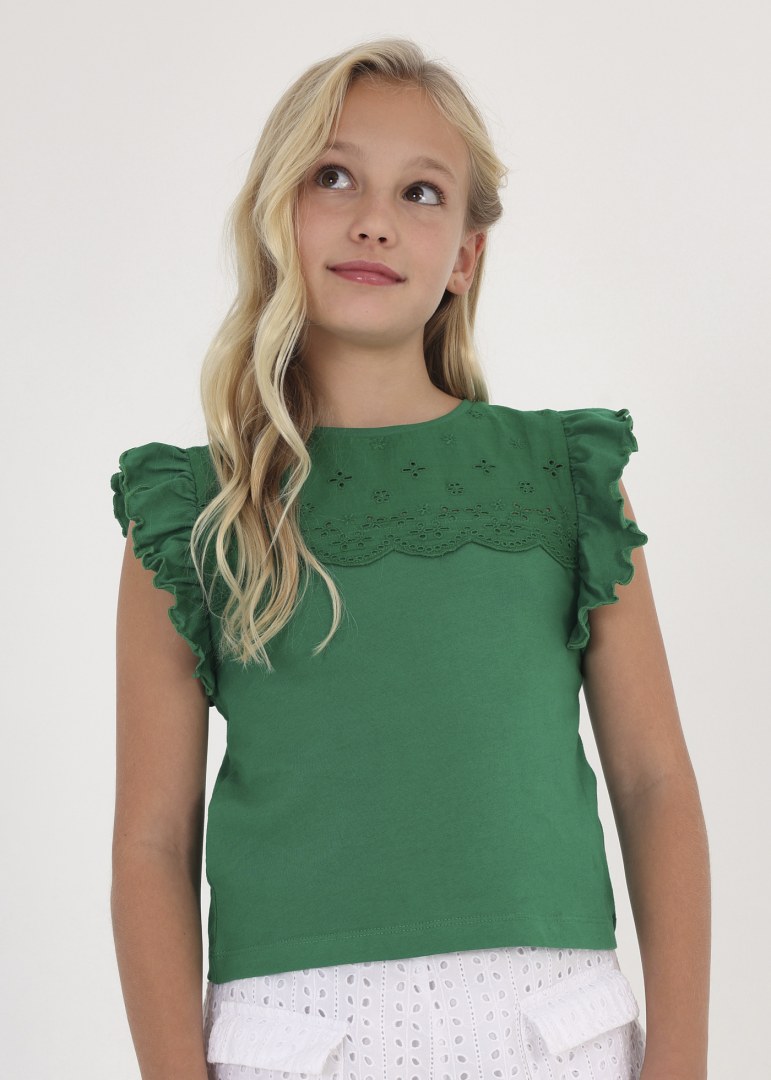 Emerald Ruffled Girls T-Shirt