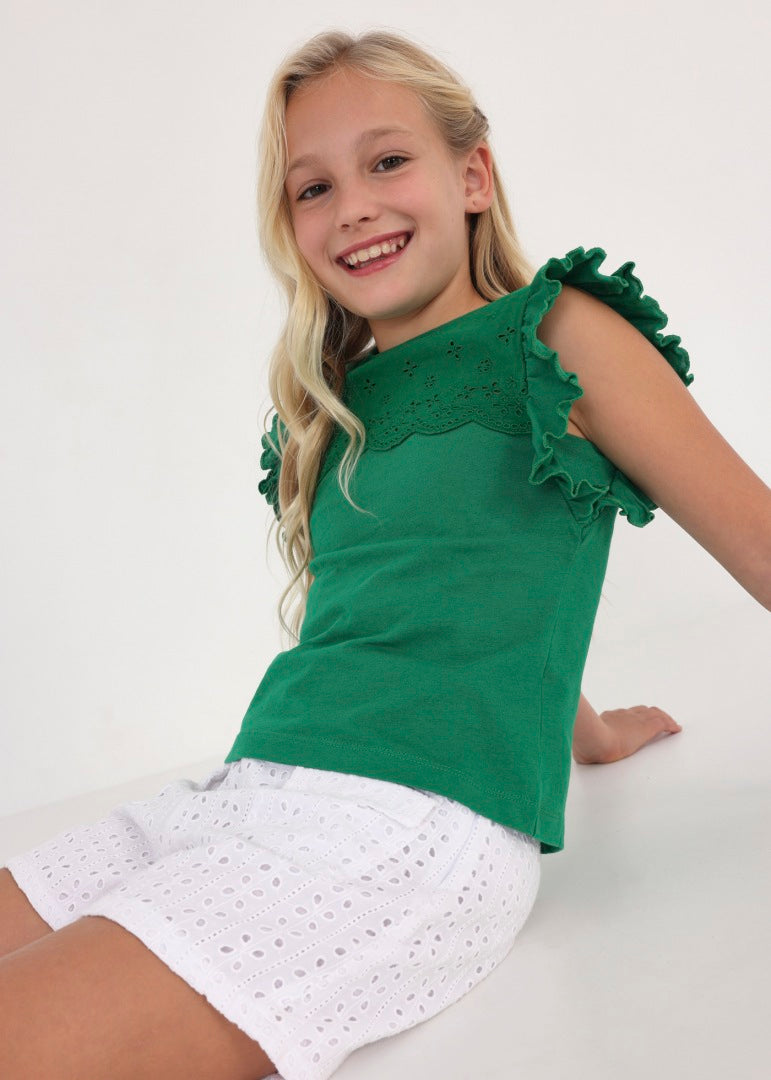 Emerald Ruffled Girls T-Shirt