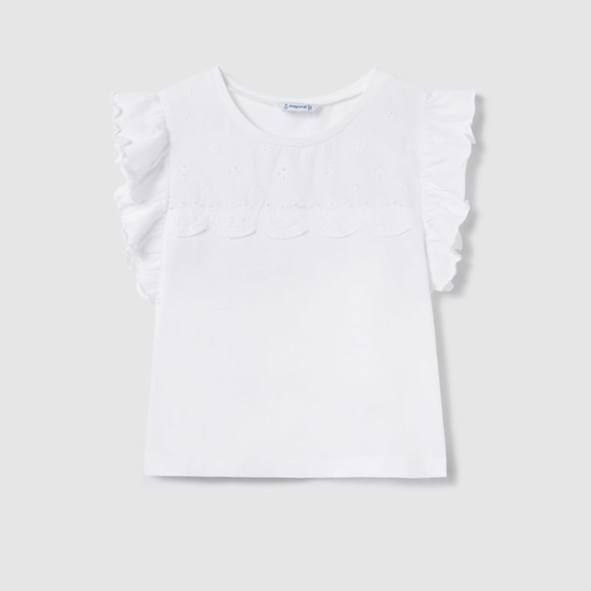 White Ruffled Girls T-Shirt