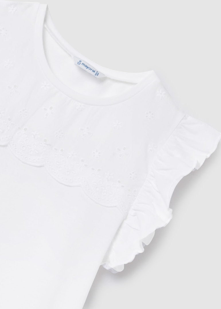 White Ruffled Girls T-Shirt